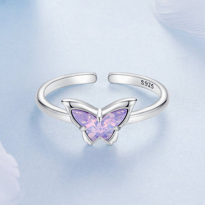 925 Sterling Silver Transparent Glass Pendant Rings for Women