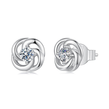 925 Sterling Silver Moissanite Earrings, 0.3cm, White Gold Plated, for Women