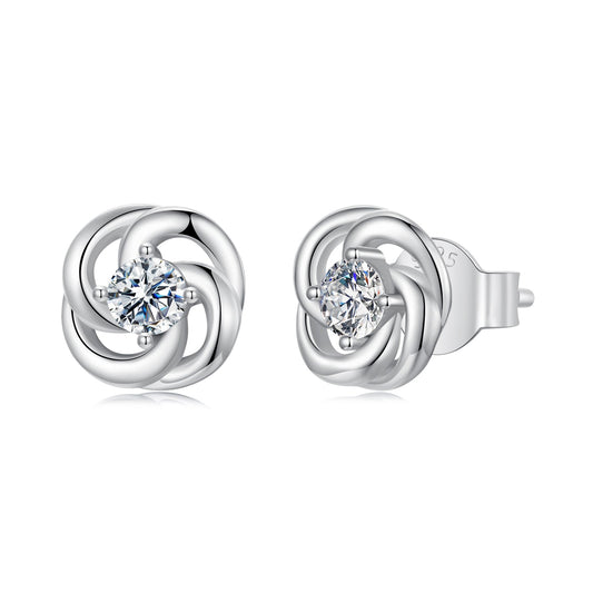 925 Sterling Silver Moissanite Earrings, 0.3cm, White Gold Plated, for Women