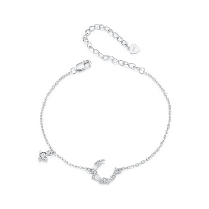 925 Sterling Silver CZ Bracelet with White Gold Plating, 150mm Length for Women