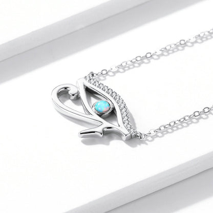 925 Sterling Silver Opal Necklace with CZ and Platinum Plating, Adjustable Length 45cm, Women’s Jewelry