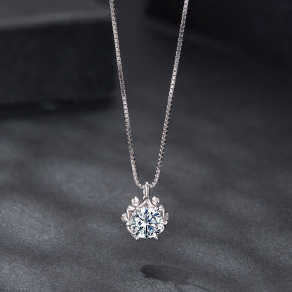 925 Sterling Silver Moissanite & CZ Pavé Necklace - 40+5cm for Women