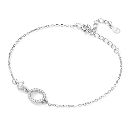 925 Sterling Silver Adjustable Bracelet with Pavé Set CZ for Women