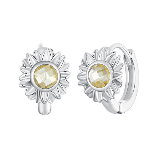 925 Sterling Silver Earrings with Transparent Glass, 12x9mm Size for Women