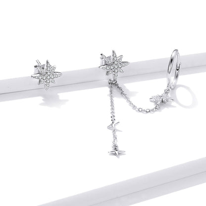 S925 Sterling Silver Earrings with CZ in Pavé Setting, 5.9cm Length, 1cm Size for Women