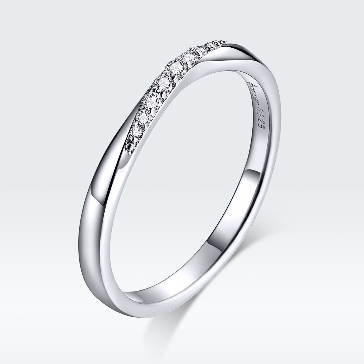 925 Sterling Silver Pavé Set CZ Platinum Plated Ring Size 6 for Women