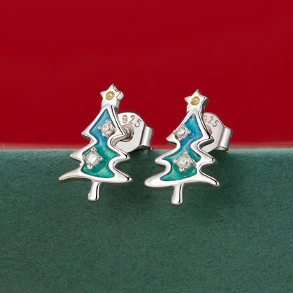 925 Sterling Silver Enamel Pavé CZ Earrings for Women