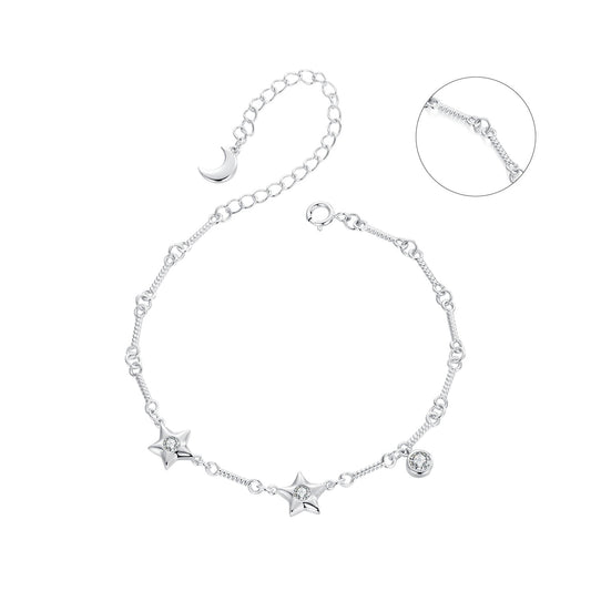 925 Sterling Silver White Gold Plated CZ Bracelet for Women
