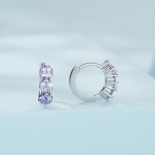 925 Sterling Silver Earrings with Pavé Setting CZ, 1.2x0.45cm, for Women