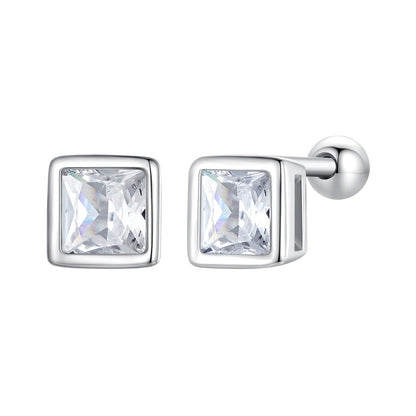 925 Sterling Silver 5mm Pavé Setting CZ Earrings for Women