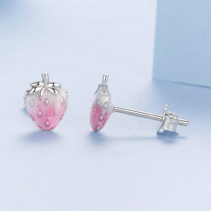 925 Sterling Silver White Gold Plated Enamel Earrings