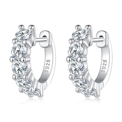 S925 Sterling Silver Moissanite Earrings, 1.3cm, Platinum Plated, for Women