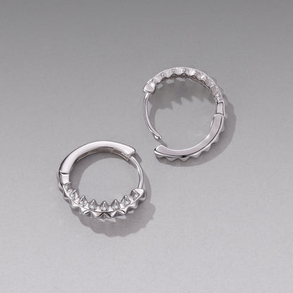 925 Sterling Silver White Gold Plated 1.6cm Pavé CZ Hoop Earrings for Women