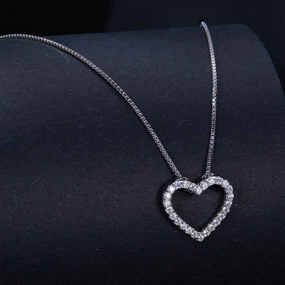 S925 Sterling Silver Necklace with Moissanite, 400mm + 50mm, Platinum Plated, Women
