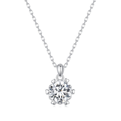 925 Sterling Silver Moissanite Necklace 39cm+5cm Length for Women
