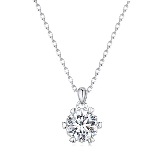 925 Sterling Silver Moissanite Necklace 39cm+5cm Length for Women
