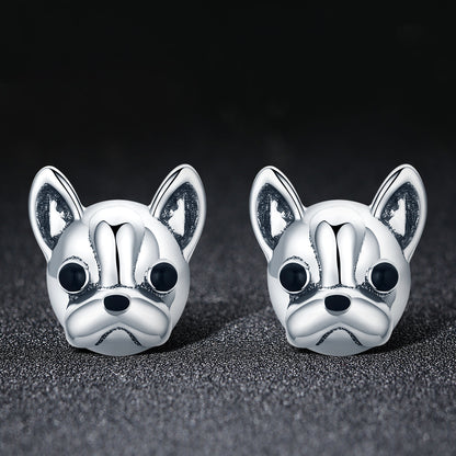 925 Sterling Silver Oxidized Enamel Earrings for Women 1*1cm