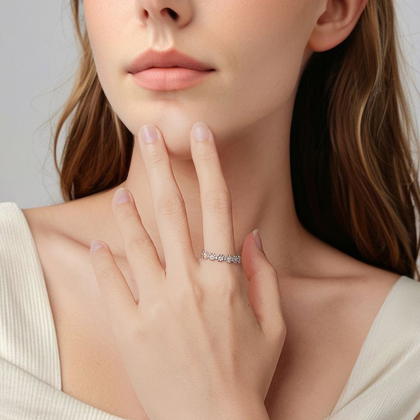 925 Sterling Silver Ring for Women - Style E, 0.4cm Width