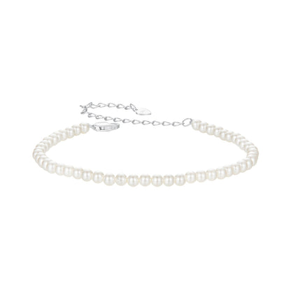 925 Sterling Silver White Gold Plated Shell Pearl Bracelet 16+6cm for Women