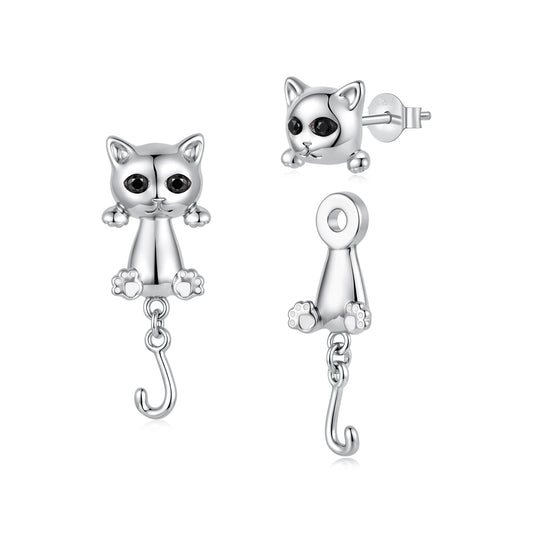 Boucles d'oreilles en laiton et argent 925 | 2.8*1.1cm | Plaqué or blanc avec oxyde de zirconium serti pavé pour femme