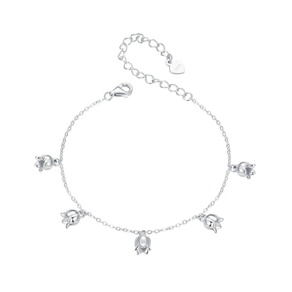 925 Sterling Silver Plated White Gold 12x41mm Pendant Bracelet
