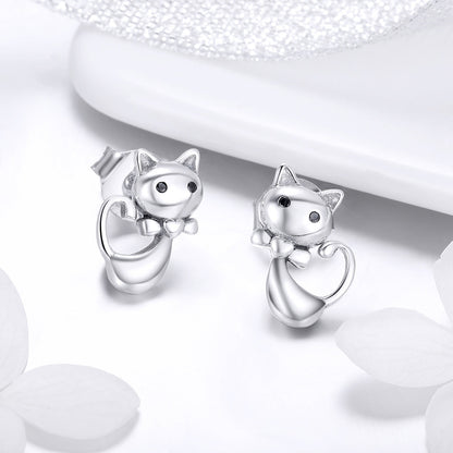 925 Sterling Silver Earrings with Pavé Setting in Oxidized Finish