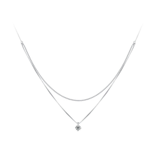 925 Sterling Silver Necklace with 8x6mm Pavé Setting CZ Pendant for Women