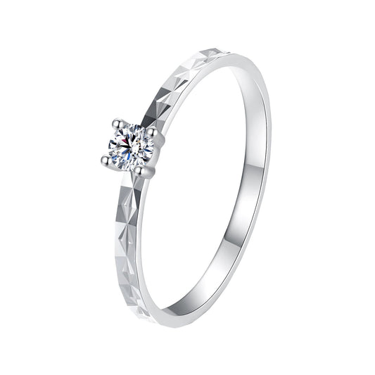 Bague en argent sterling 925 plaqué or blanc Moissanite, taille 6