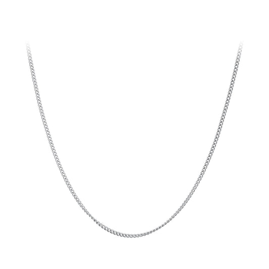 925 Sterling Silver 45S Platinum Plated Necklace for Women - 400mm Length, 0.8mm Thickness