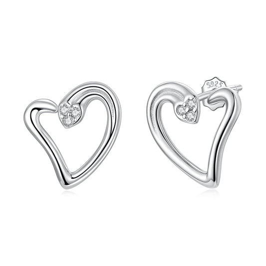 Boucles d'oreilles en argent sterling 925 avec zircons cubiques plaqué or blanc - 1,4 x 1,2 cm pour femmes
