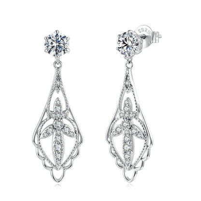 925 Sterling Silver 0.50 Carat Moissanite Earrings with White Gold Plating for Women