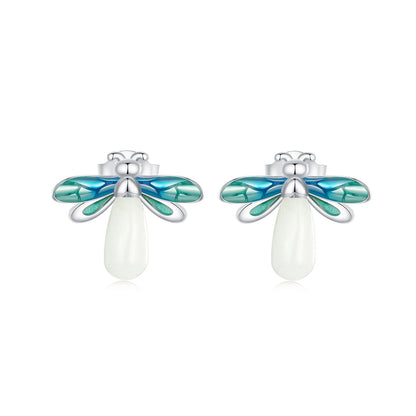 925 Sterling Silver Earrings with Luminous Stone in 10x12mm