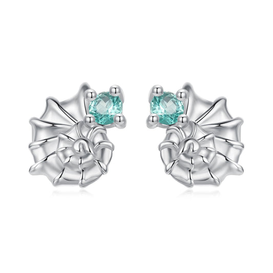 925 Sterling Silver Earrings with Transparent Glass and White Gold Plating for Women
