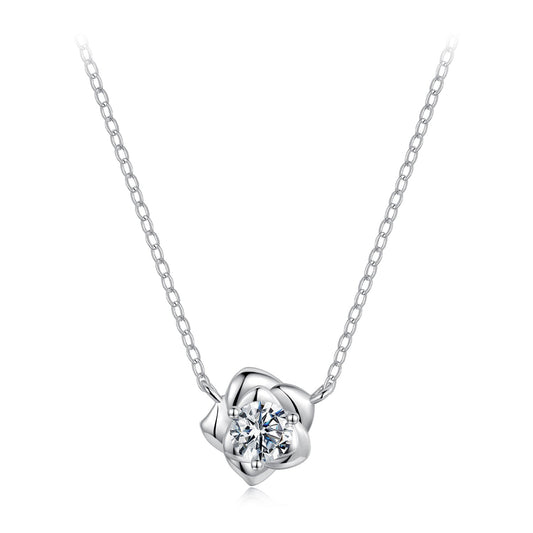 Collier pour femme en argent sterling 925 plaqué or blanc avec moissanite 0,5 carat