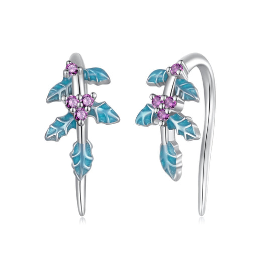 Boucles d'oreilles en émail plaqué or blanc en argent sterling 925