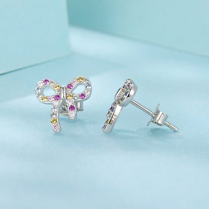 925 Sterling Silver White Gold Plated Pavé Setting CZ Earrings 1.0cm for Women