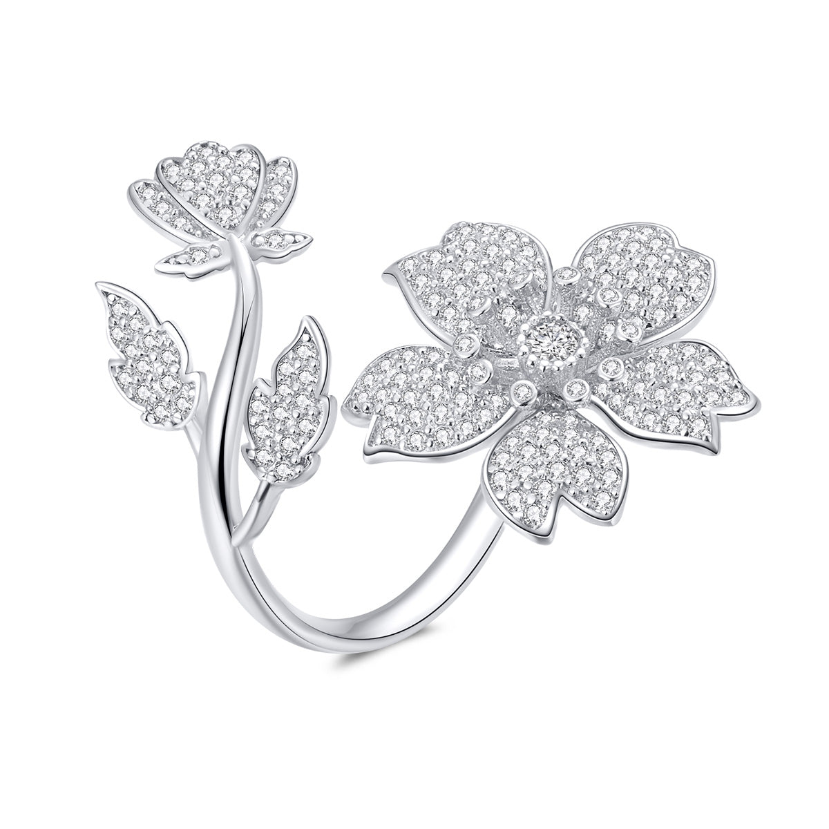 925 Sterling Silver Plated Platinum Pavé Setting CZ 0.2cm Ring