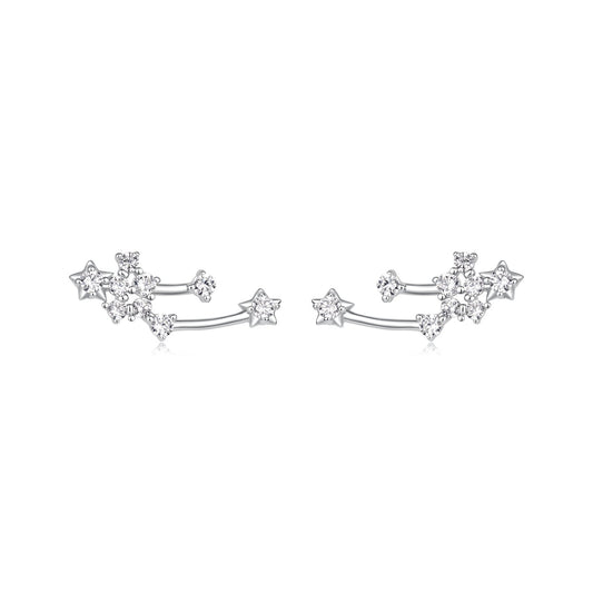 Boucles d'oreilles en argent sterling 925 et laiton plaqué or blanc avec oxydes de zirconium pour femme