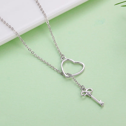 925 Sterling Silver Necklace 55cm with Heart Pendant for Women