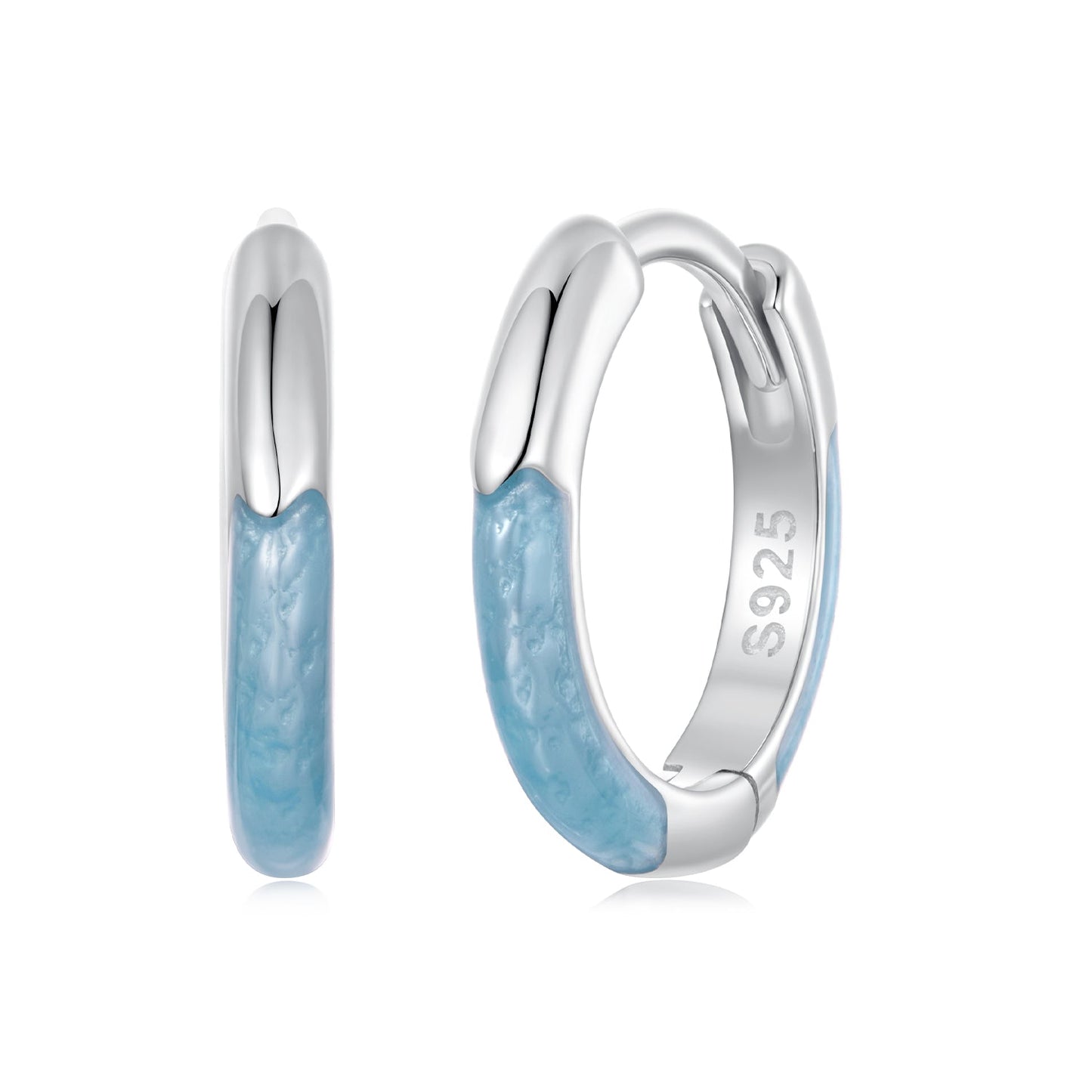 925 Sterling Silver Enamel Plated White Gold Earrings 1.2cm for Women