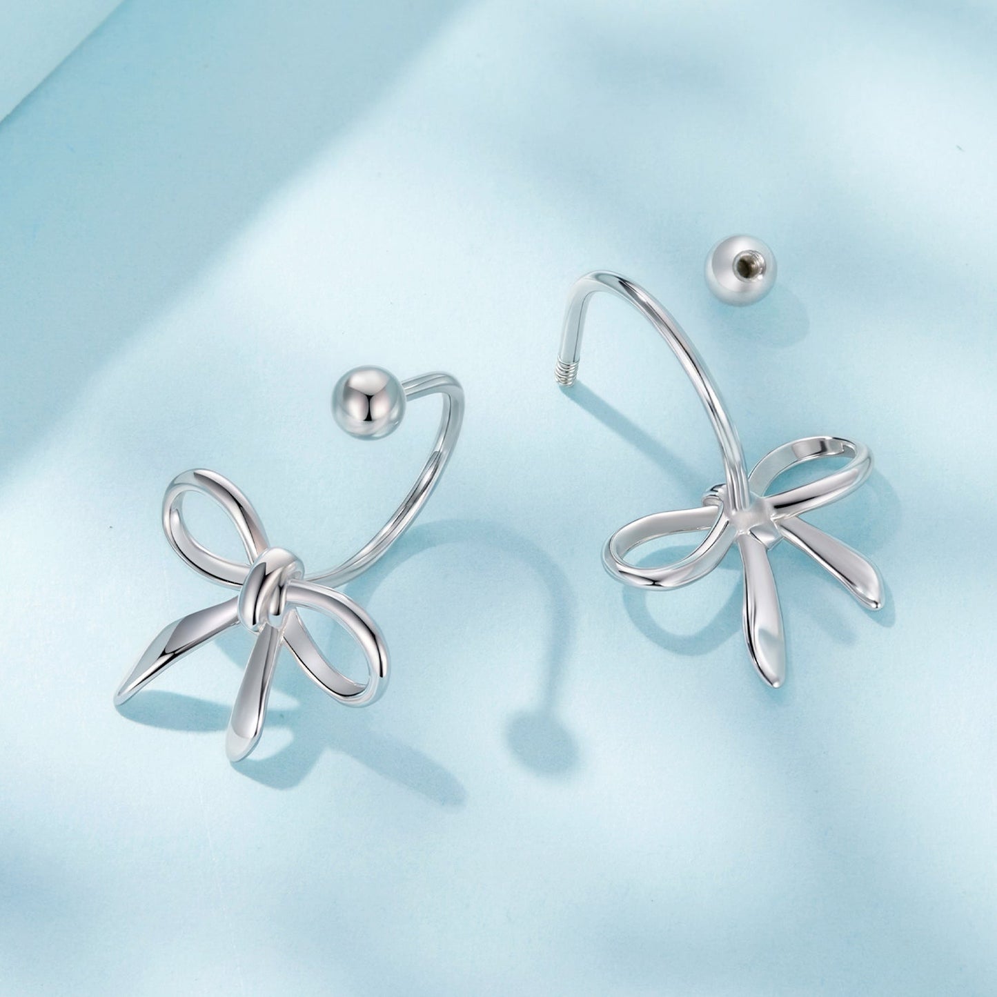 925 Sterling Silver Earrings with White Gold Plating - 1.0*1.3 cm
