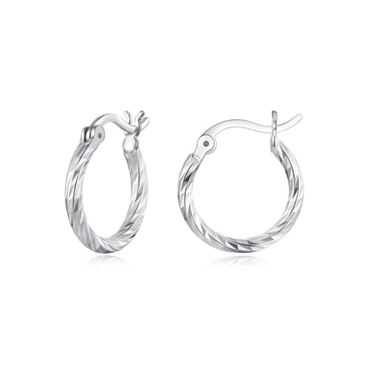 925 Sterling Silver Earrings with White Gold Plating