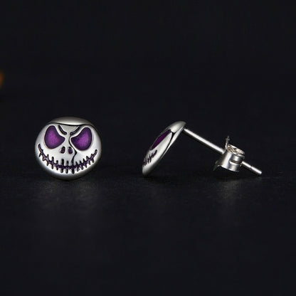 925 Sterling Silver Enamel Oxidized Earrings - 8mm for Women