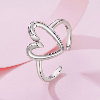 925 Sterling Silver Oxidized Silver Heart Ring for Women