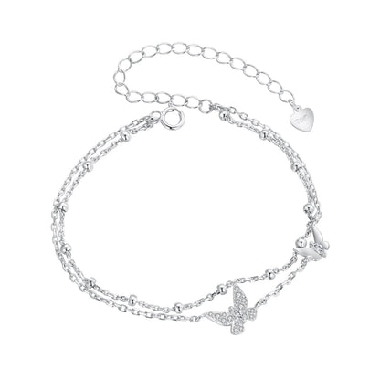 925 Sterling Silver Bracelets with Platinum Plating and CZ Stones - 150+60mm