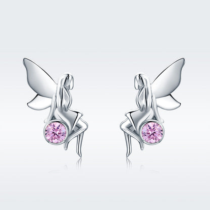 925 Sterling Silver Earrings with Pavé Setting CZ, 1.6*0.7 cm for Women