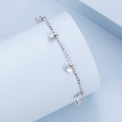 925 Sterling Silver Plated Platinum CZ Bracelet for Women