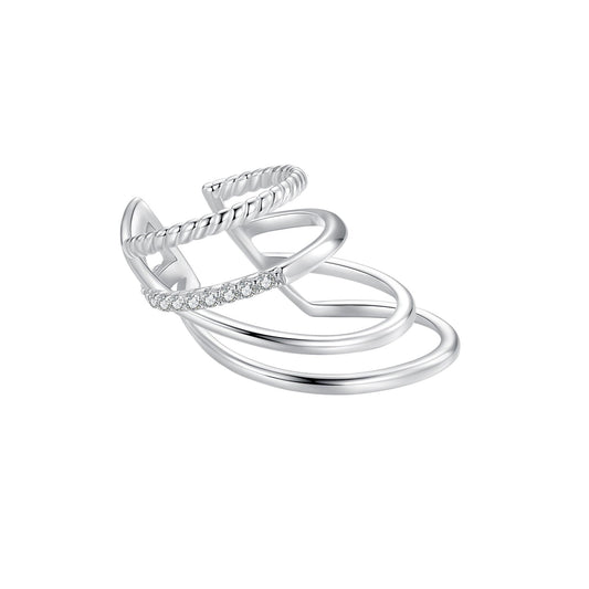 Boucles d'oreilles en argent sterling 925 avec oxydes de zirconium et placage en or blanc