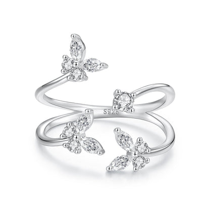 925 Sterling Silver Pavé Setting CZ White Gold Plated Ring 0.18cm for Women