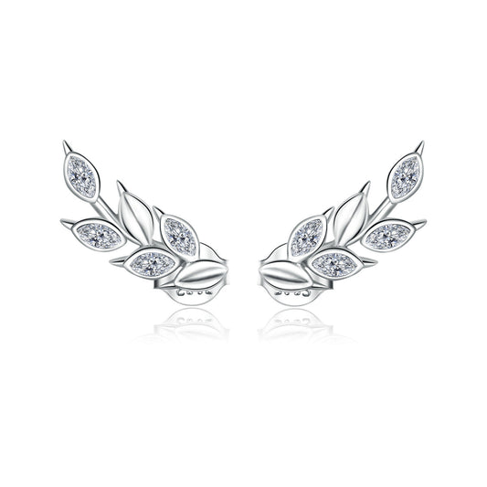 925 Sterling Silver Earrings with CZ in Pavé Setting, 1.4*0.5cm for Women
